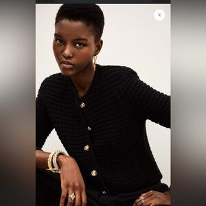 NEW Ba&sh Bash Gaspard Tweed Cardigan Jacket black